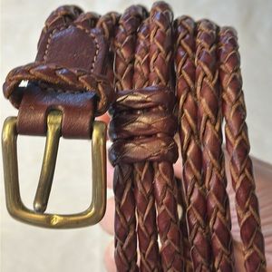 Vintage Leather Brown Three Strand  Braided Belt 41 Inches In Length Western